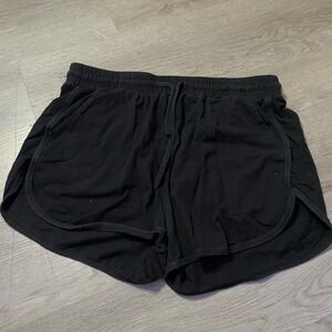 Uratot Dolphin Shorts Women Large Black Elastic Drawstring Lounge Gym Pockets